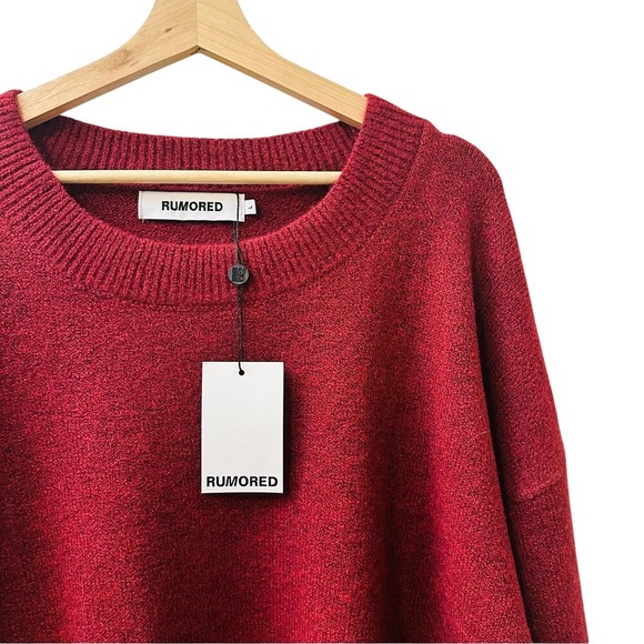 Rumored Hunter Crewneck Sweater Merlot Burgundy Knit Size L - Picture 7 of 8